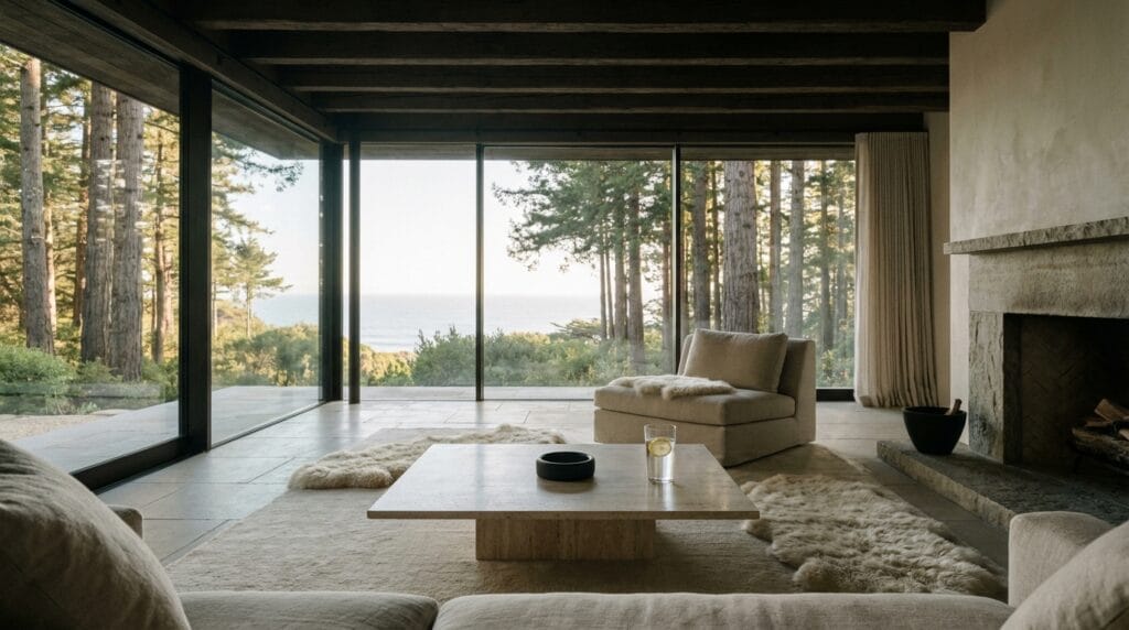 Reception area of a Luxury Mental Health Retreats for Professionals in Big Sur