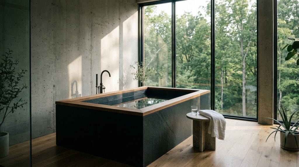 Luxury home spa with designer cold plunge for Cryotherapy for Executives